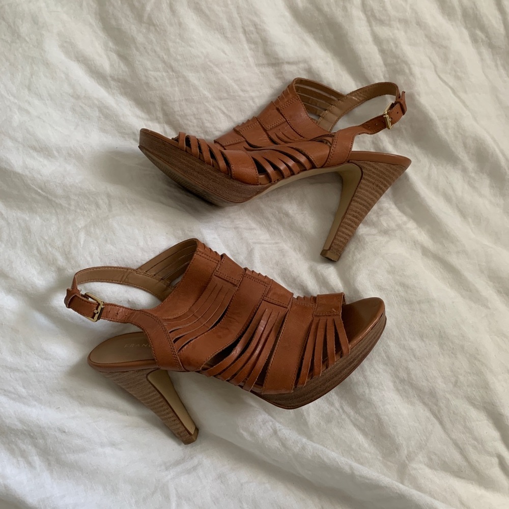 Franco Sarto Brown Strappy Slingback Heels